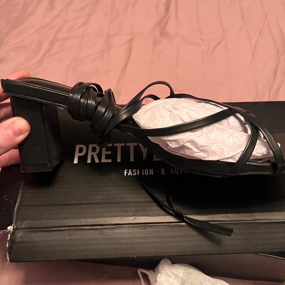 PrettyLittleThing Black Patent Leather Heels